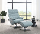 Janella - Top Grain Leather Accent Chair With Swivel & Ottoman - Baby Blue by HouseOfZazla