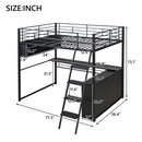 Loft Bed With LED Desk And 4 Storage Shelves