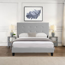Queen Size Upholstered Platform Bed Frame With Pull Point Tufted Headboard, Strong Slat Support, Mattress Foundation, No Box Spring Needed - Gray by HouseOfZazla