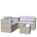 4 Piece Patio Sectional Wicker Rattan Outdoor Furniture Sofa Set with Storage Box Grey by HouseOfZazla