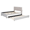 Upholstered Platform Bed With Brick Pattern Headboard And Twin Long Size Trundle by Unique Piece Furniture