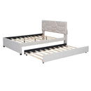 Upholstered Platform Bed With Brick Pattern Headboard And Twin Long Size Trundle by HouseOfZazla