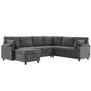 U-Shaped Sectional Sleeper Sofa With Ample Storage Space, 2 Cup Holders And Charging Ports For Living Room by HouseOfZazla