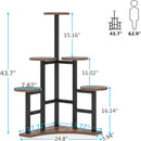 6 Tier Corner Plant Shelf With Frame For Living Room - Rustic Brown by HouseOfZazla