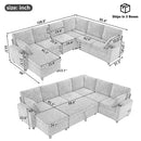 U-Shaped Sectional Sleeper Sofa With Ample Storage Space, 2 Cup Holders And Charging Ports For Living Room by Unique Piece Furniture
