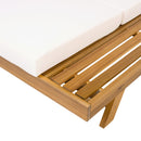 LOUNGE CHAISE SET, SPACE AVAILABLE ON ONE SIDE,ACACIA SOLID WOOD WITH LOUNGE CUSHION (CREAM & TRIPLE FOLD) - MATCHING DARK GREY VERSION AVAILABLE