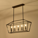 5 Light Farmhouse Kitchen Island Lighting, 5 Light Industrial Linear Chandelier For Dining Room Metal Hanging Pendant Light Fixture For Bedroom Living Room Hallway Conference Room - Matte Black by HouseOfZazla