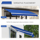 8' x 7' Patio Retractable Awning, Manual Exterior Sun Shade Deck Window Cover, Blue