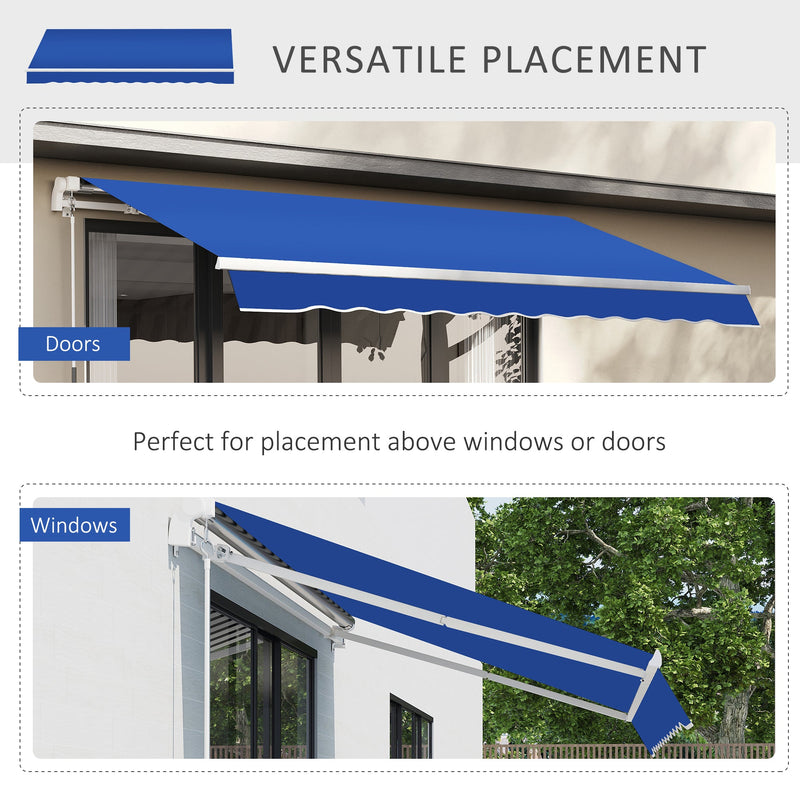 8' x 7' Patio Retractable Awning, Manual Exterior Sun Shade Deck Window Cover, Blue