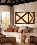 Cahoon 16"W 1-Light Anvil Iron Finish Square Shade Pendant/Semi-Flush Mount Light Fixture by Kichler by LampsUSA