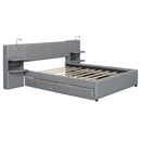 Upholstered Platform Bed With Reading Lights, Drawers, Trundle And Shelves by HouseOfZazla