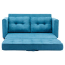 59.4" Loveseat Sofa with Pull-Out Bed Modern Upholstered Couch with Side Pocket for Living Room Office, Blue