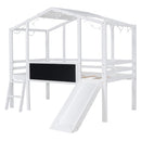 Loft House Bed With Ladder And Slide, With board And Light Strip On The Roof by HouseOfZazla