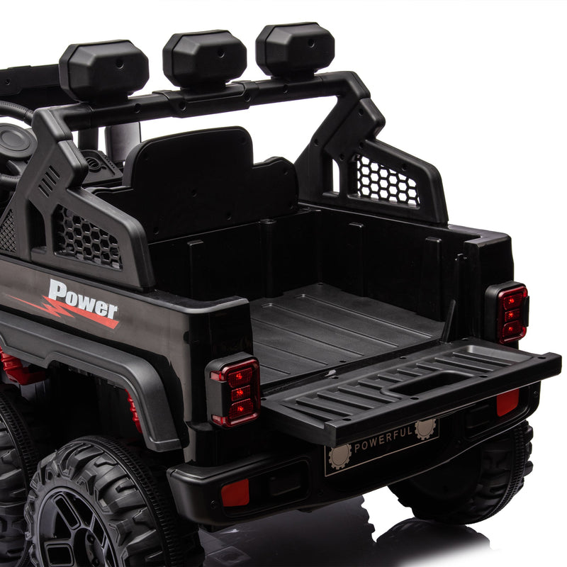 24V Ride On Large PickUp Truck car for Kids,ride On 4WD Toys with Remote Control,Parents Can Assist in Driving,Bluetooth music version,Pickup truck design with spacious storage in the rear.