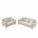 Modern 3 And 2 Seater Sofa With Rolled Arms, Tufted Upholstered Couch by Unique Piece Furniture