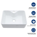 Rectangular Bathroom Sink With Towel Bar & Faucet Hole, Wall Mounted - White by HouseOfZazla