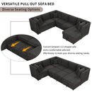 U-Shaped Sectional Sofa Pull Out Sofa Bed With Two USB Ports, Two Power Sockets, Three Back Pillows And A Storage Chaise For Living Room by Unique Piece Furniture