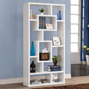 Geometric 10 Shelf Open Back Bookcase With Interlocking Shelves - White by HouseOfZazla