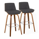Corazza - Mid Century Modern Fixed Height Barstool With Swivel With Square Footrest (Set of 2) by HouseOfZazla