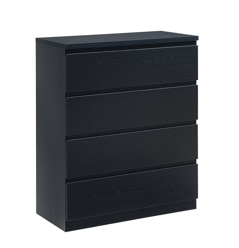 4 Drawer Dresser,Modern Storage Chest of Drawers,31.5In Black Dresser for Closet with Handle-Free Design, Closet Chests Organizer for Bedroom, Living Room,Black