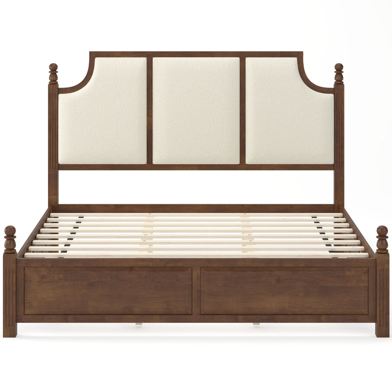 4-Piece King Bedroom Set with Fluted Bed, 2 Nightstands, Bench, Walnut, photo 8 of 10