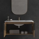 36 Inch Wall-Mounted Bathroom Vanity with 3D Fluted Panel & Ceramic Integrated Sink by HouseOfZazla