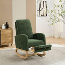 25.4"W Rocking Chair for Nursery, High Back Glider Chair with Retractable Footrest, Side Pocket, Rocking Accent Armchair with Rubber Wood Legs for Living Room/Bedroom.Green