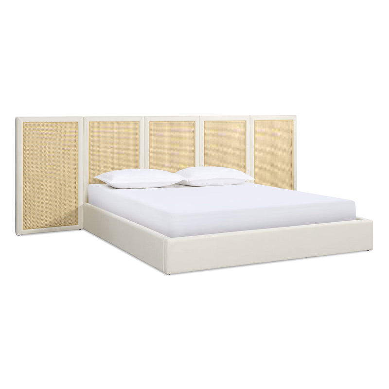 Capri Extended Headboard Cane Platform Bed, Antique, photo 4 of 10