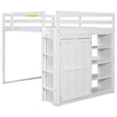 Loft Bed With Built In Wardrobe, Storage Shelves, And LED Light by HouseOfZazla