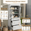Freestanding Tall Bathroom Cabinet With Adjustable Shelves, Drawers, Soft Close Glass Doors by HouseOfZazla