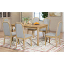 7-Piece Farmhouse Dining Set Classic Rustic Table and 6 high-back design Chairs for Dining Room, Kitchen (Natural Wood Wash)