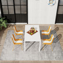 4 Piece Set Of Modern Striped Color- Blocking Single Chairs With Long Table by HouseOfZazla