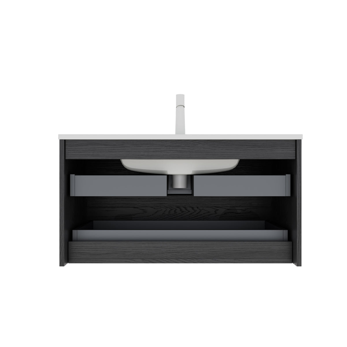 BRON 36" Bathroom Vanity with Sink, Modern Wall-Mounted Floating Cabinet, photo 4 of 5