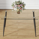 Modern Rectangular Glass Dining Table With Tempered Glass Top And Metal Legs For 4 - 6 People - Black / Transparent by HouseOfZazla