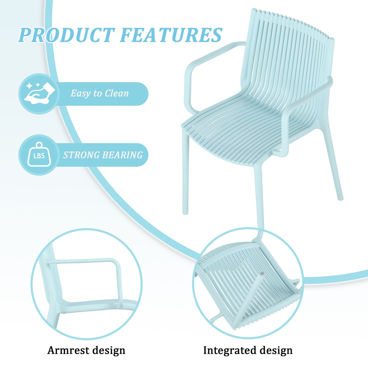 4 Modern Stackable Plastic Armchair Matched With Round Table, photo 21 of 31