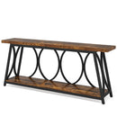 Extra Long Console Table With 2 Tier Storage Shelves For Living Entryway - Brown / Black by HouseOfZazla