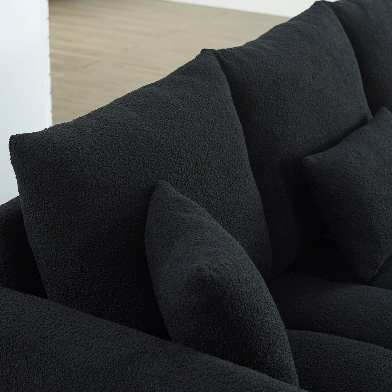 82" Premium Teddy fabric Sofa with 3 Back Pillows and 3 back Cushions Solid Wood Frame 3-Seater Sofa, Oversized Upholstered Chair for Living Room, Bedroom, Apartment and Office