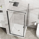 Corner Shower Enclosure, Frameless Pivot Door - Matte Black by HouseOfZazla