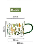 Cactus glass tea milk cups with llama pattern kitchen glassware by Decorbites