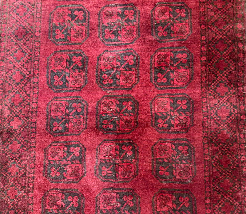 Afghan Turkoman Bokhara Bashir Rug 3x6, Red