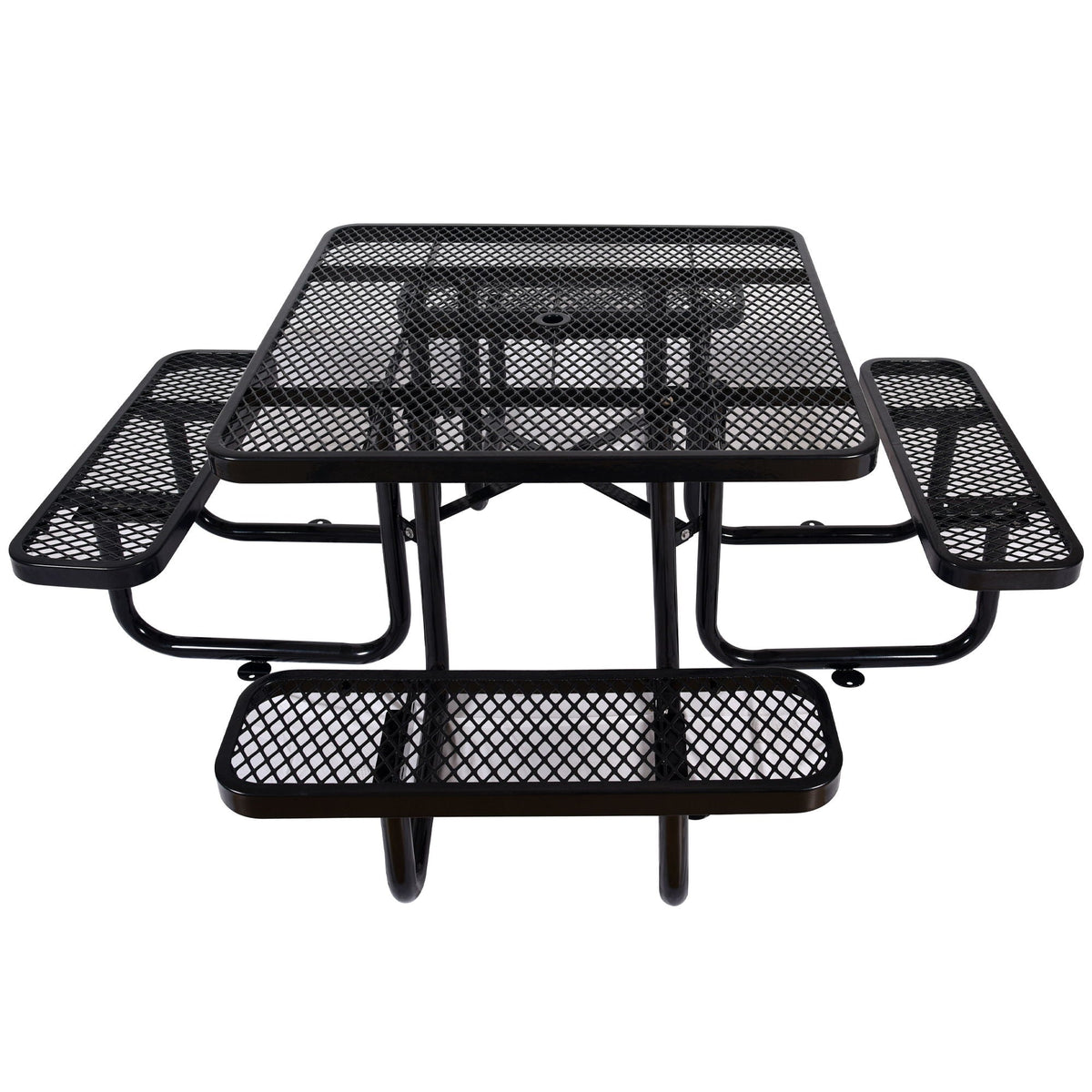 Square Outdoor Steel Picnic Table, With Umbrella Pole, photo 14 of 17