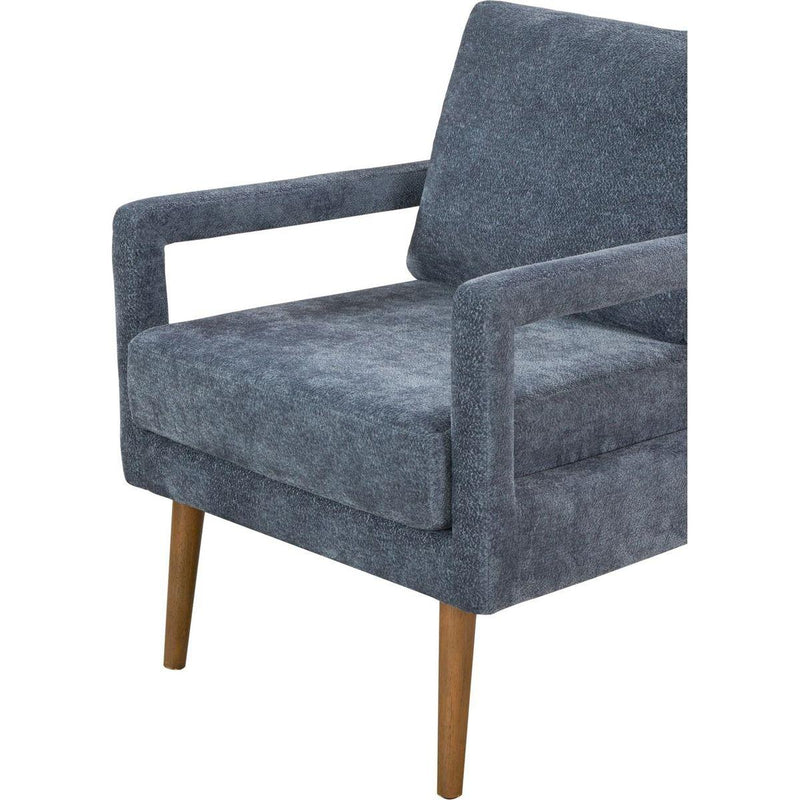 Mid-Century Armchair, Accent Chair with Chenille Armrest & Soft Cushion for Living Room, Bedroom, Home Office, Study, Dark Grayish Blue