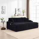 Convertible Sectional Sofa Bed Set With Armrest Storage, Cup Holder, USB - Black by HouseOfZazla