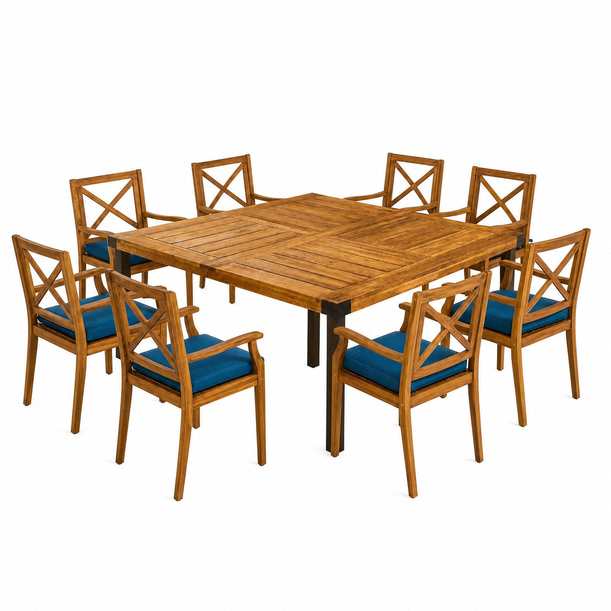 9-Piece Acacia Wood Outdoor Patio Dining Set, photo 3 of 10