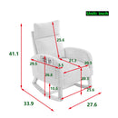 27.6"W Modern Accent High Backrest Living Room Lounge Arm Rocking Chair, Two Side Pocket, Teddy White (Ivory)