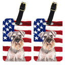 USA American Flag with Schnauzer Luggage Tag