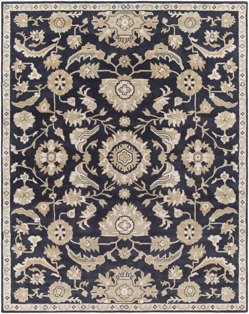 Copen Black Floral Wool Rug