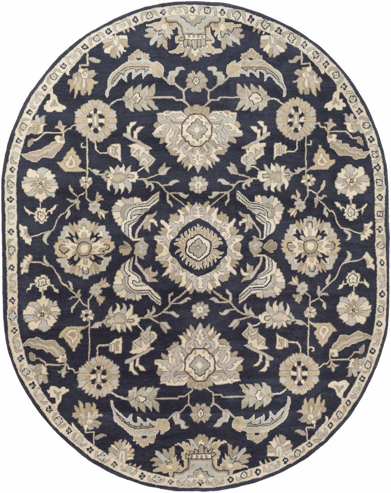 Copen Black Floral Wool Rug