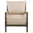 Blanchett Upholstered Bobbin Accent Chair Beige and Distressed Brown