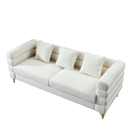 81 Inch Oversized 3 Seater Sectional Sofa, Living Room Comfort Fabric Sectional Sofa - Deep Seating Sectional Sofa, Soft Sitting with 3 Pillows for Living Room,Bedroom,White teddy(Ivory)